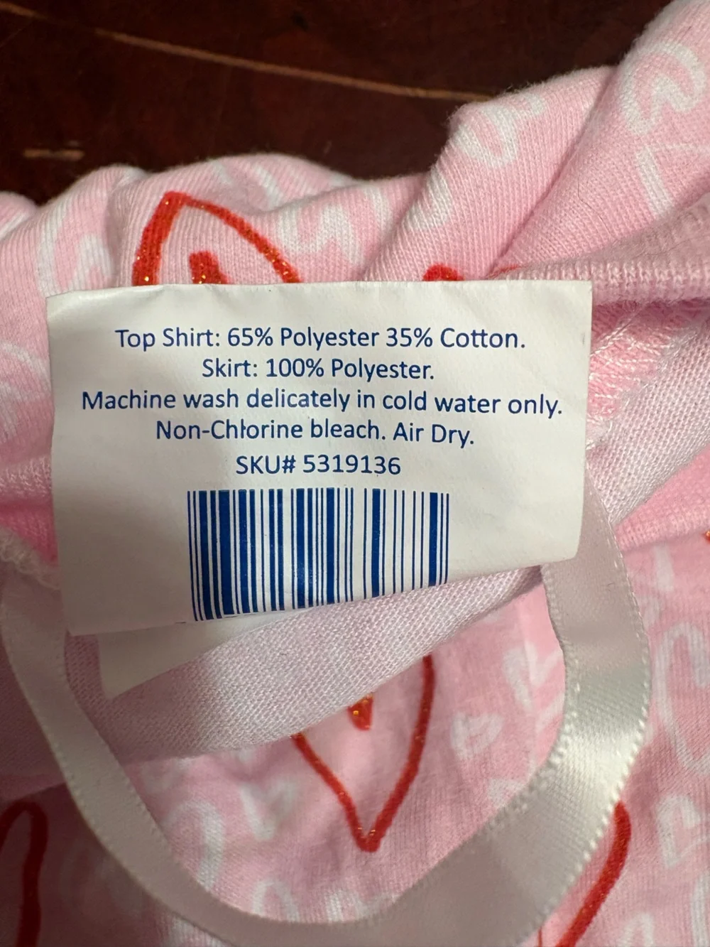 Top Paw Pink Dress with Red Heart Print and Ruffle